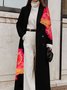 Long Sleeve Regular Fit Floral Urban Lapel Collar Coat