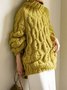 Casual Loose Plain Turtleneck Long Sleeve Sweater