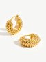 Golden Embossed Drain Design Hoop Earrings