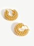 Golden Embossed Drain Design Hoop Earrings