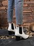 Women Minimalist Color Block Chunky Heel Chelsea Boots