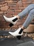 Women Minimalist Color Block Chunky Heel Chelsea Boots