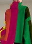 Color Block Turtleneck Urban Long Sleeve Sweater