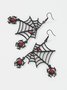 Halloween Spider Web Pattern Crystal Dangle Earrings