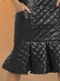 Urban Plain Regular Fit Faux Leather Midi Skirt