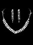2PCS Rhinestone Dangle Earrings Party Imitation Pearl Pendant Necklace Wedding Jewelry Set