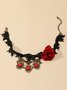 Halloween Floral Crystal Lace Choker
