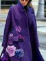 Loose Lapel Collar Floral Urban Long Sleeve Coat