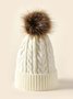 Fuzzy Ball Warmth Twist knitted Beanie