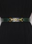 Classic Metal Horsebit Adjustable Leather Girdle Belt