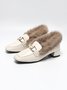 Metal Decor Commuting Square Toe Warmth Furry Loafers