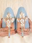 Elegant Stylish Metallic Flower Party Glitter Stiletto Heel Pumps For Wedding