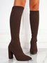 Women Minimalist Elastic Fabric Chunky Heel Sock Boots