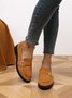 Women Buckle Decor Block Heel Faux Suede Loafers