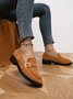 Women Buckle Decor Block Heel Faux Suede Loafers