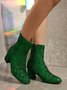 Fashion Sequin Chunky Heel Dress Boots
