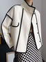 Plus Size Urban Color Block Stand Collar Loose Jacket