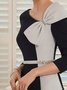Color Block Elegant Fit Midi Dress With No Belt