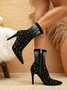 Rhinestone Stiletto Heel Fashion Stretch Boots