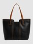 Color Block Braided Large Capacity Shoulder Tote Bag