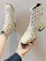 Geometric Fabric Fashion Boots