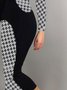 Urban Long Sleeve Houndstooth Boat Neck Maxi Dress With No