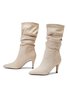 Women Minimalist Ruched Flocked Stiletto Heel Mid-calf Boots