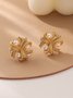 Elegant Imitation Pearl Rhinestone Textured Stud Earrings