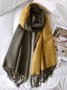 Double-sided color block imitation cashmere warm scarf