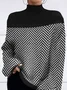 Turtleneck Split Joint Color Block Urban Sweater