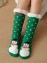 Cartoon Christmas Snowman Thicken Warm Lined Household Floor Socks