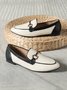 Urban Minimalist Metal Decor Color Block Loafers