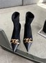 Fashion Chain Flocked Paneled Stiletto Heel Boots