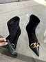 Fashion Chain Flocked Paneled Stiletto Heel Boots