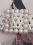 Elegant Braided Imitation Pearl Wide Belt Dress Decorative Waist Belt