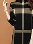 Urban Long Sleeve Plaid Sweater Midi Dress With No Belt