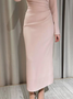 Regular Fit Asymmetrical Long Sleeve Elegant Maxi Dress