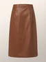 Plain Regular Fit Urban Pu Faux Leather Skirt