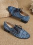 Vintage Denim Paneled Warm Lined Lace Up Shoes