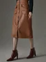 Plain Regular Fit Urban Pu Faux Leather Skirt