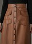 Plain Regular Fit Urban Pu Leather Skirt