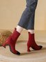 Color-block Breathable Mesh Fabric Spool Heel Sock Boots