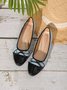 Casual Bow Decor Color Block Quilted Ballet Flats