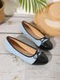 Casual Bow Decor Color Block Quilted Ballet Flats