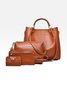 4pcs/set Large Capacity Crocodile Embossed Handbag Commuting Tote Bag with Crossbody Strap