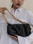 Casual Ruched Clutch Bag Metal Chain Underarm Bag