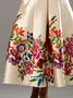 Regular Fit Floral Elegant Pocket Stitching Dress