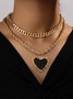 Valentine's Day Double Layered Heart Shaped Pendant Necklace