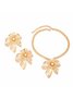 2pcs/set Exaggerated Hollow Out Flower Chain Necklace Imitation Pearls Dangle Earrings Punk Jewelry Set