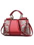 Floral Embroidery Handbag Commuting Large Capacity Tote Bag with Crossbody Strap